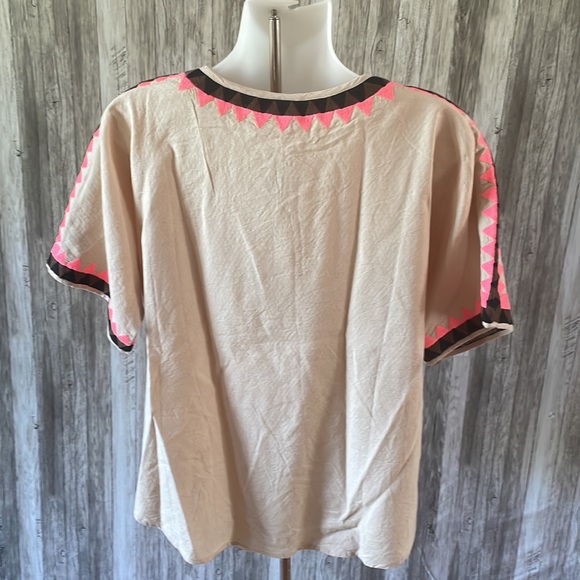 🆕 IVY JANE Boho Chic Embroidered Triangles Tassel Shirt Top Sz S $128 - Picture 6 of 8